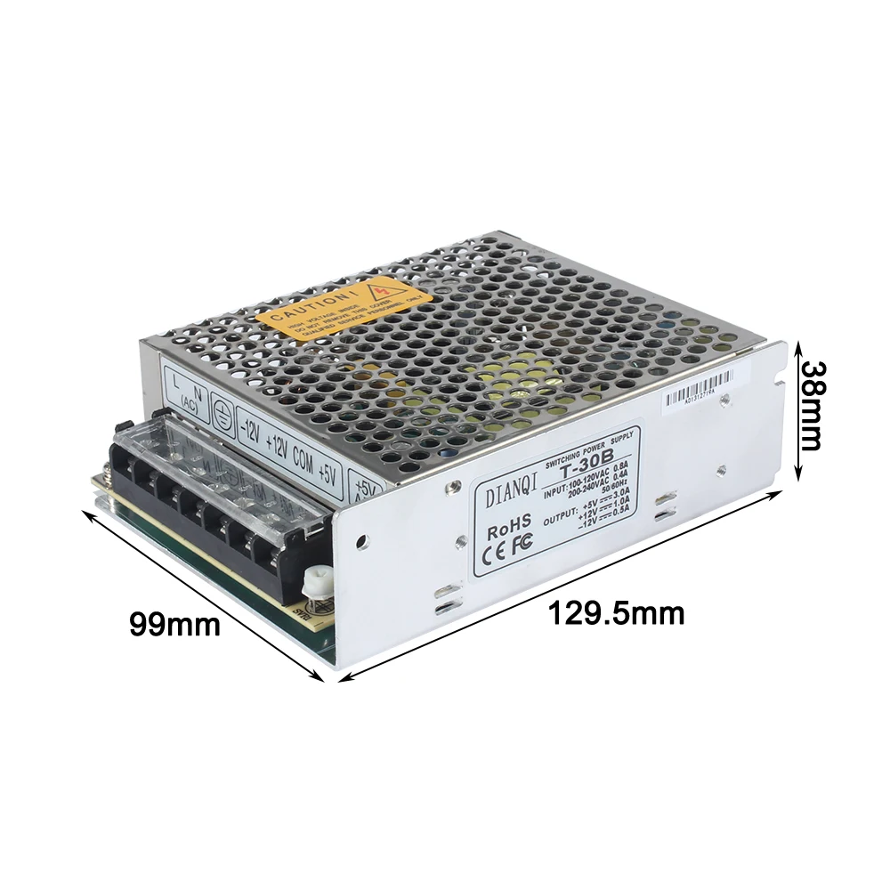 Triple output power supply 30w 5V 3a, 24V 1a, -12V 0.5a power suply T-30B  ac dc converter good quality