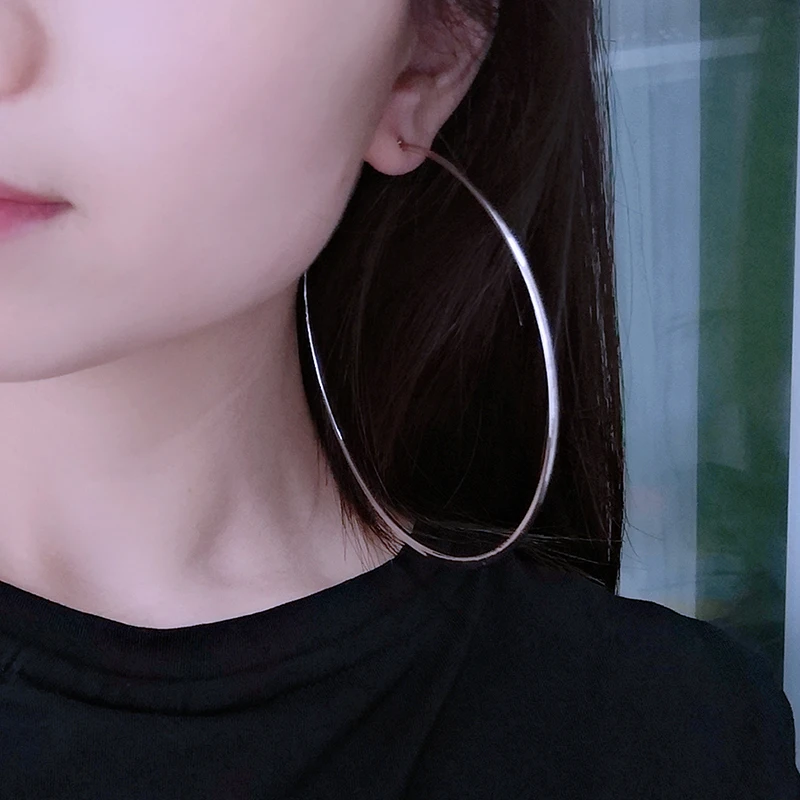 BLIJERY Trendy Oversize Hoop Earrings Geometric Flat Big Circle Earrings for Women Brincos Punk Jewelry Gift Boucles d'oreilles