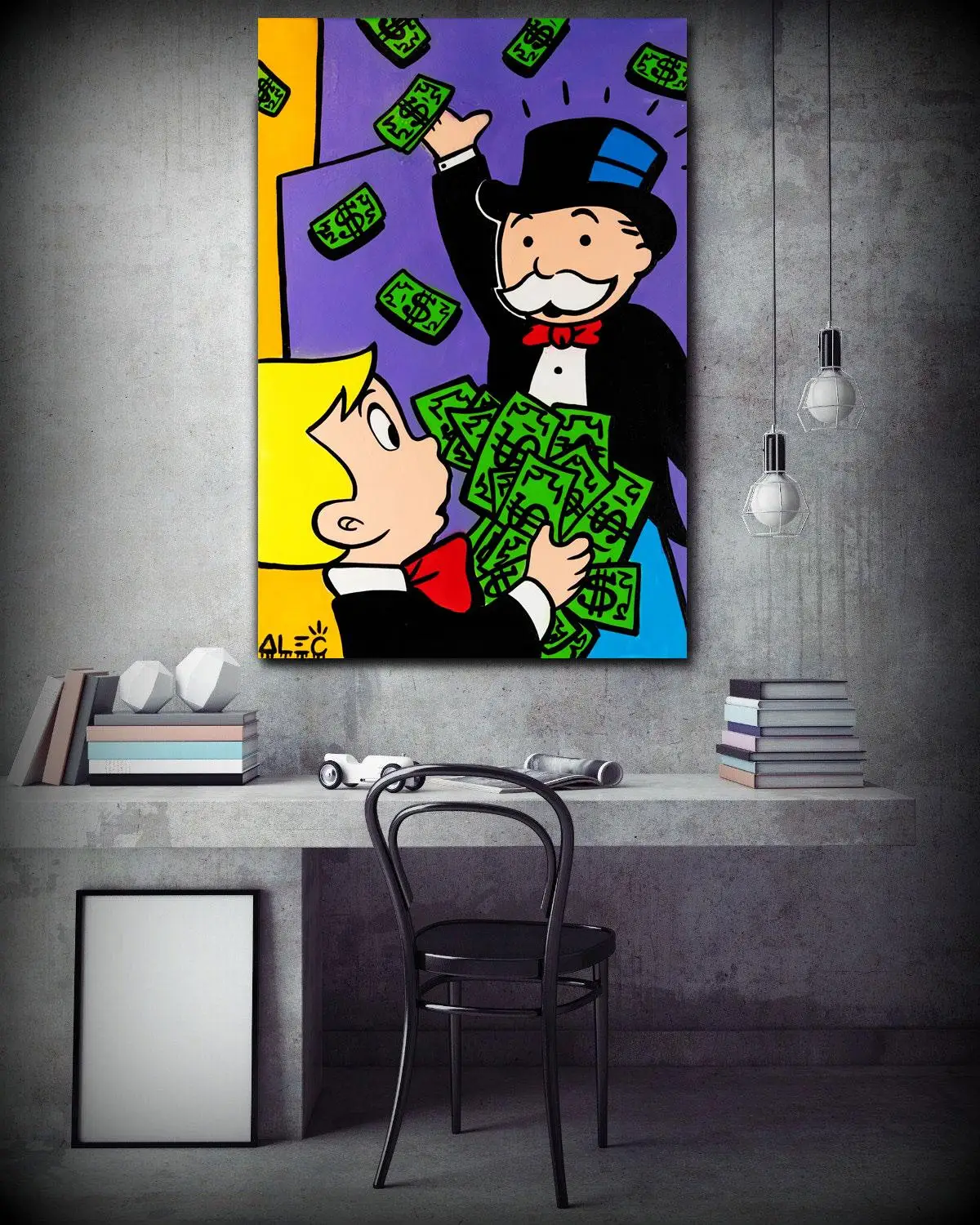 HD Print Alec Monopoly Oil Painting Home Decor Wall Art on Canvas Richie Giving Giving to Monopoly Canvas Printings Painting