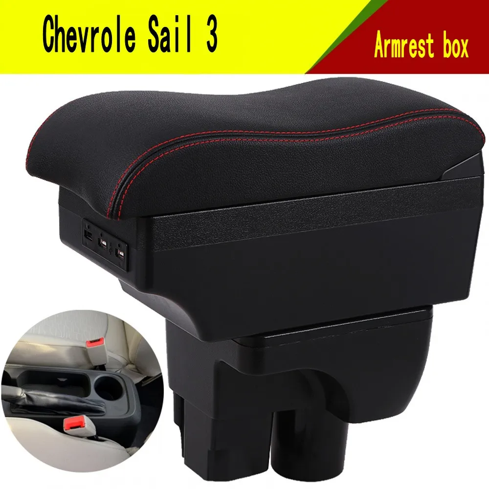 For Chevrole Sail 3 Armrest Box Center Consol Central Store Content Storage with Cup Mobile Phone Holder USB Interface