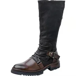 Botas de tacón cuadrado para hombre, botas de cabeza redonda con costura superior, talla grande Eur 37-48, Otoño e Invierno