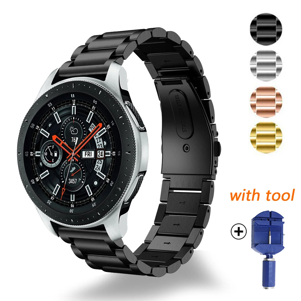 Pulseira de aço inoxidável de 20 22mm, pulseira para samsung gear s2 s3, pulseira de relógio inteligente para huawei amazfit gtr 42 47mm/gt2 pro, pulseira
