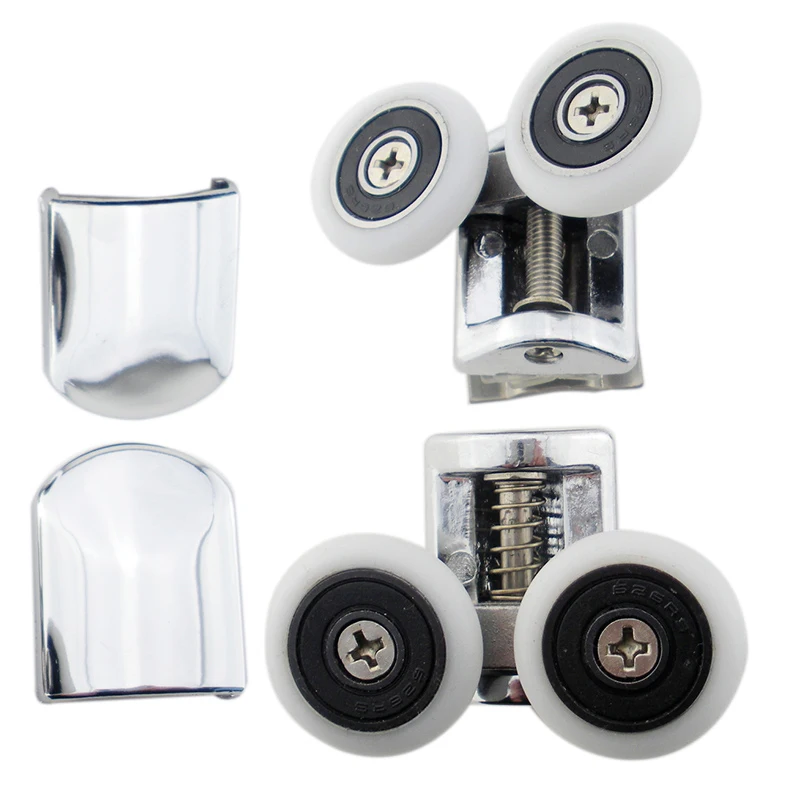 2 Pieces Double Bottom Zinc Alloy Slider Door Roller Runner Wheels Diameter 26mm shower room pulley