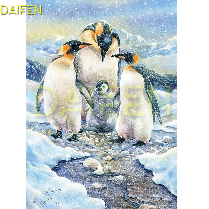 Full Round Diamond mosaic Penguin House Full Square Diamond embroidery penguin DIY3D Diamond painting Cross stitch Snow mountain