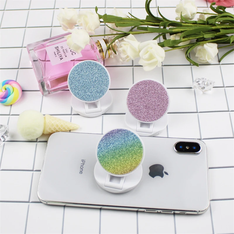 100pcs Glitter round mobile phone folding stretch bracket Phone Holder support