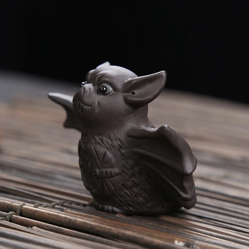 Loveliness Bat Puer Tea Pet Zisha Tea Accessories Ceramic Animal Figurines Household Office Porcelain Decoration Play Tea Toy