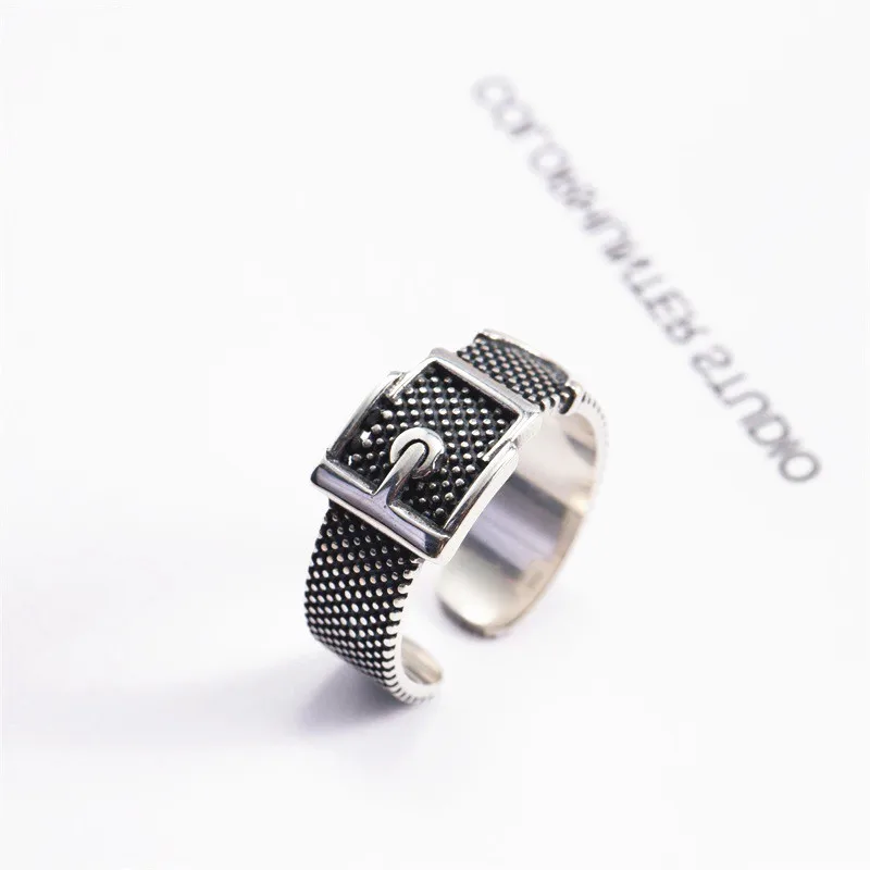 Foxanry Wholesale Silver Color Vintage Rings for Women Couples New Fashion Simple Belt Head Ring Party Jewelry Gifts