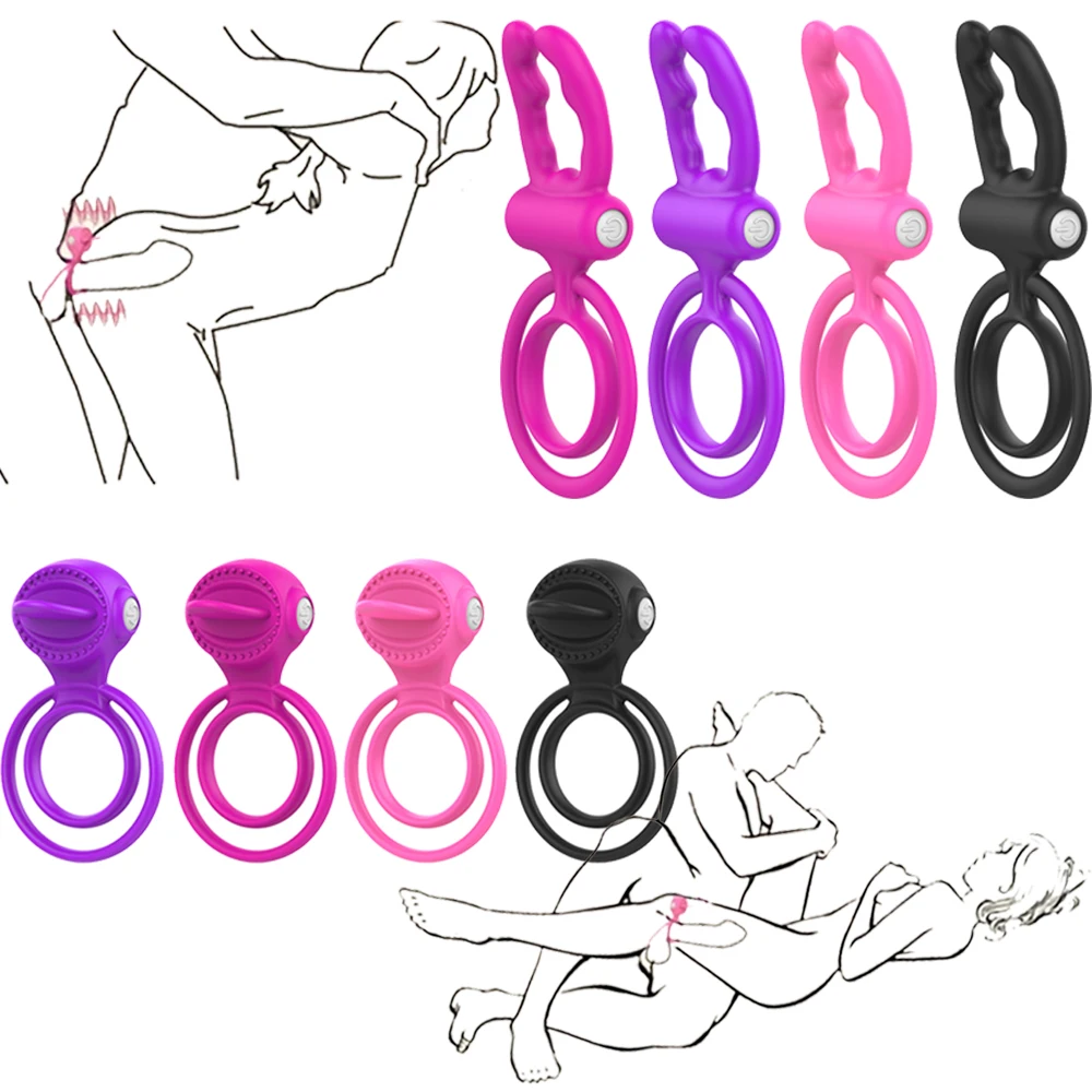 Silicone Clit Stimulation Penis Rings Tongue Vibrating Delay Ejaculation Adult Sex Toys For Men Couples Erotic Built-in Batterys