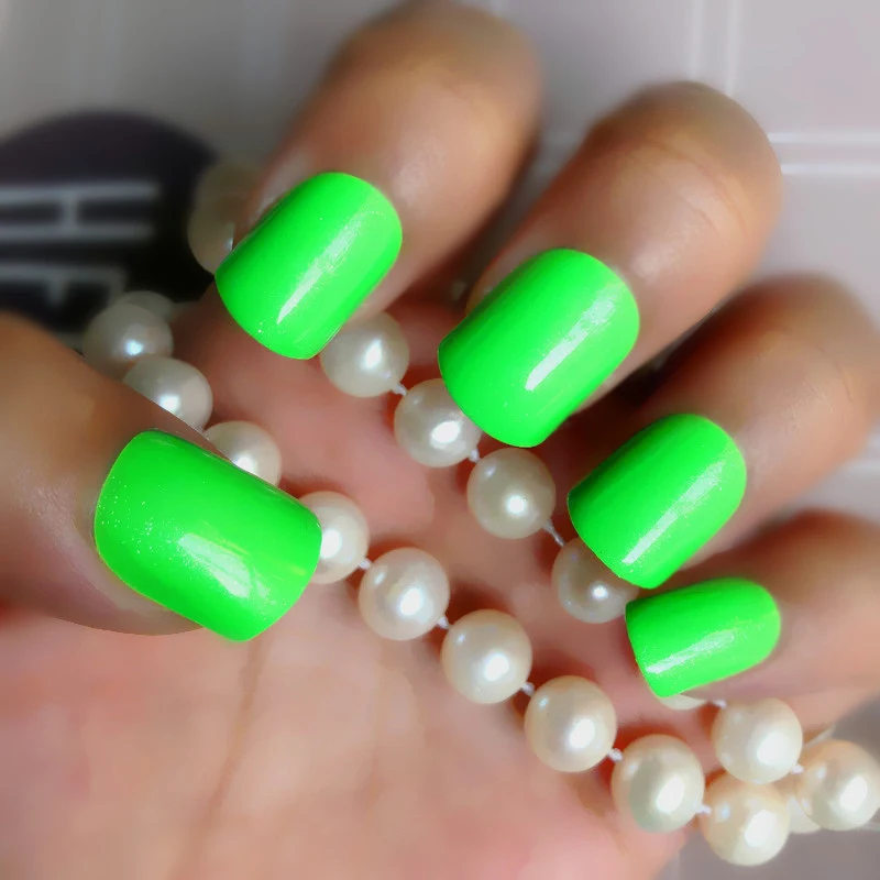 24ct/strip Foot False Toenails and Artificial Fake nails Smooth Surface  Acrylic Pearl green Finger nails Pure Color