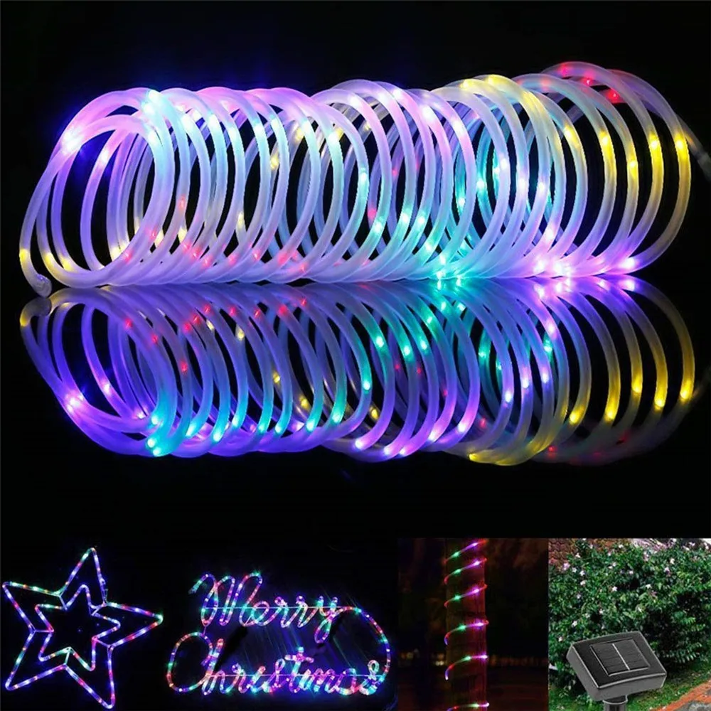 

7/12M LEDS Christmas Light Solar Powered Lights Outdoor Garden Garland Waterproof Lamp Wire Tube String for Party Wedding