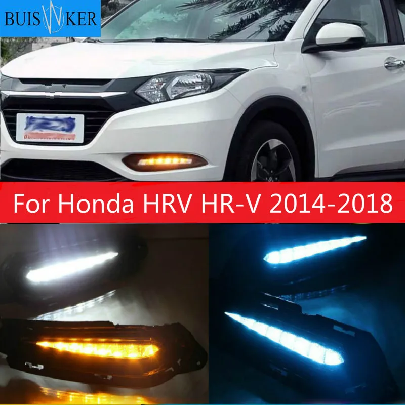 

1 set For Honda HRV HR-V 2014 2015 2016 2017 2018 Car-styling LED Daytime Running Fog Lights DRL With Turn Signals Yellow