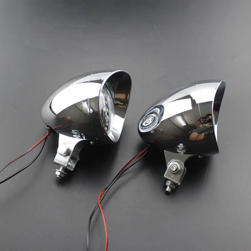 Universal Chrome Motorcycle LED Driving Passing Spot Fog Light Headlight Custom For Harley Honda Yamaha Kawasaki Chopper Bobber