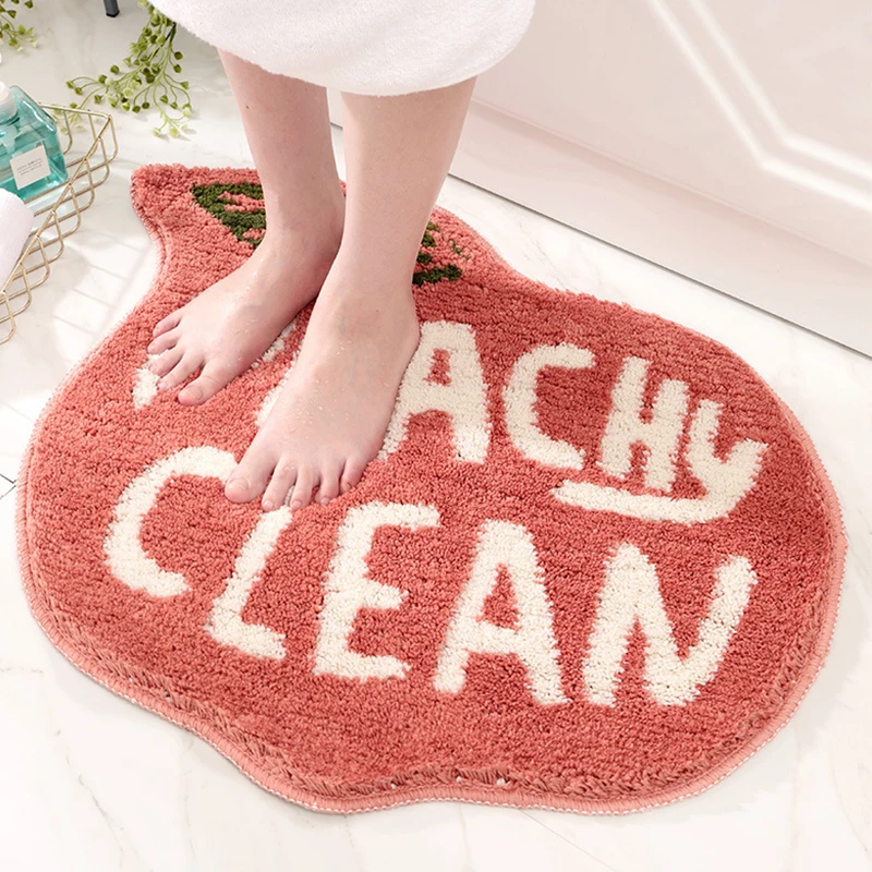 

Peach Shape Antislip Flocked Mat Doormat Bathroom WC Mat Small Cute Rug Door Carpret for Floor Indoor Kids Room Home Decoration