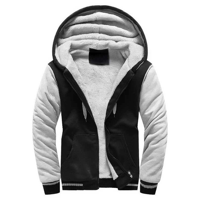 Autumn Winter Men Thick Oversized Hoodies Camouflage Jacket Fleece Male Sweatshirts Warm Coats Casual Streetwear Solid Hoody 128