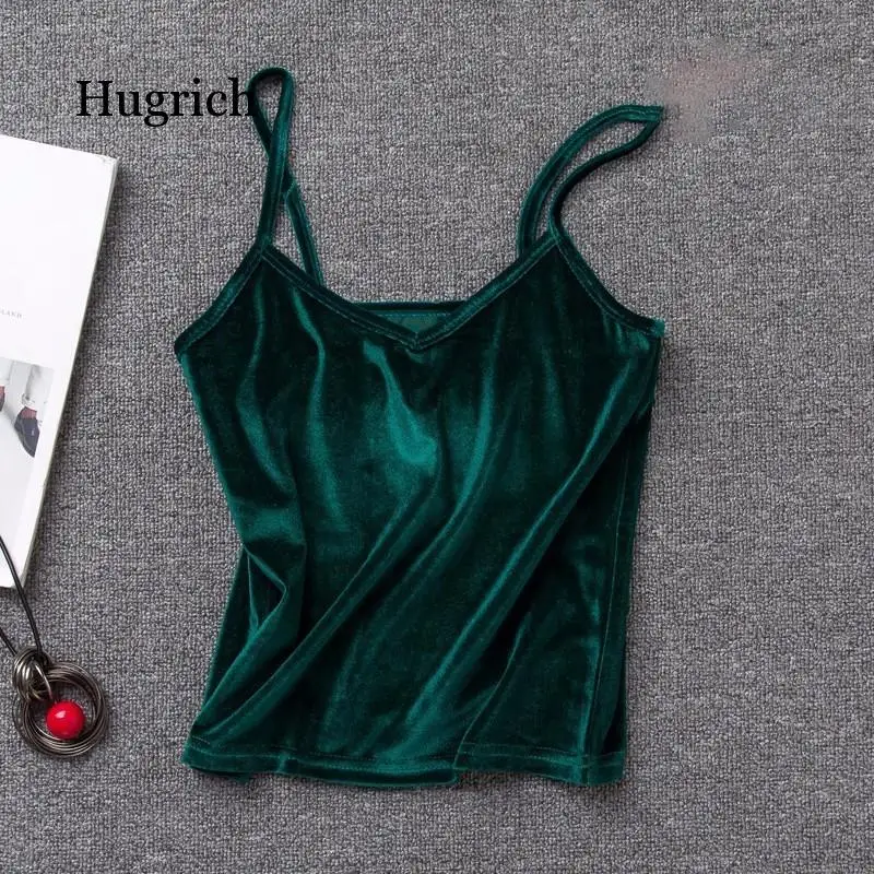 Velvet Spaghetti Strap T-Shirt Women V Neck Sexy Tank Vest Tops Female Sleeveless Basic Large Size Summer