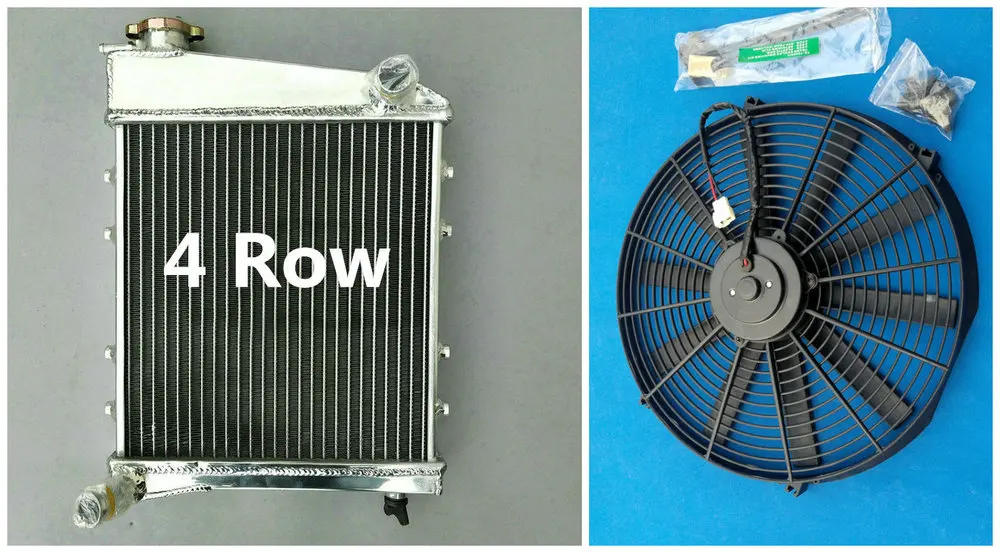 

High Performance 4 Row Aluminum Radiator + Fan For AUSTIN 1967-1991 ROVER MINI COOPER & MORRIS 90 89 88 80 70 77 75 68