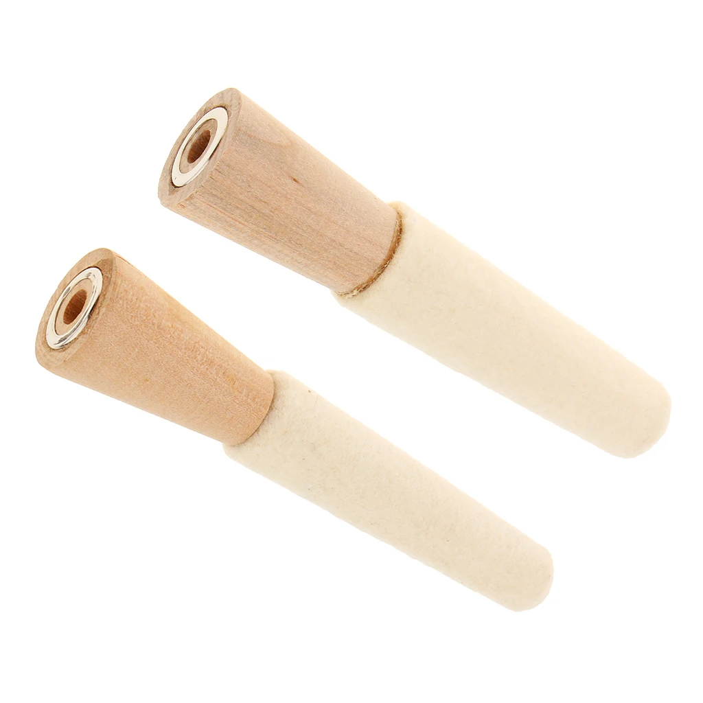 2x Mounted Felt Buffing Cone Wood Inside Ring Jewelry Polishing Jeweler Tool