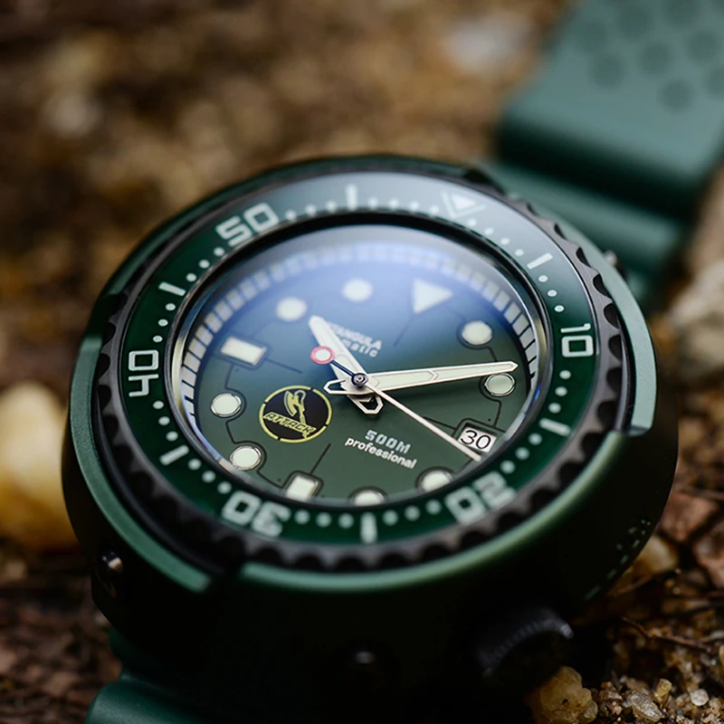 RDUNAE  R1ZK-II Green Titanium alloy classic retro diving luminous automatic mechanical watch