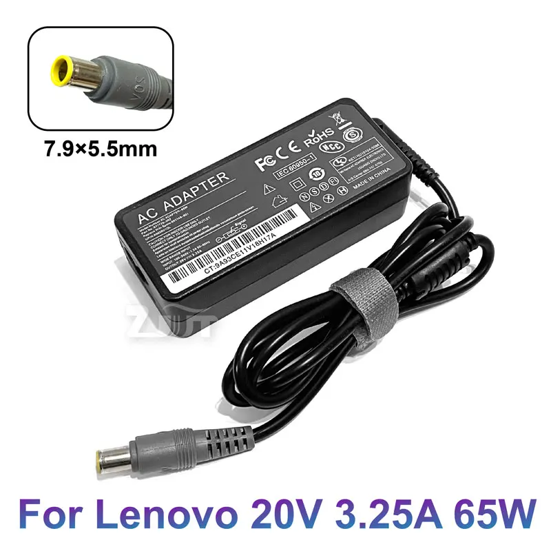 20V 3.25A 65W 7.9*5.5mm AC Laptop Power Adapter Charger For Lenovo X201 X220 X230 E430C B490 B590 V580 Sl410 Sl510 Sl510K T510I