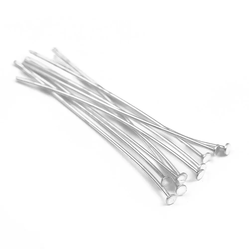 10 Pcs/Lot Multisize Flat Head Pins 925 Pure Sterling Silver T-Shaped Ball Head Pin For Diy Jewelry Making Findings Accessories