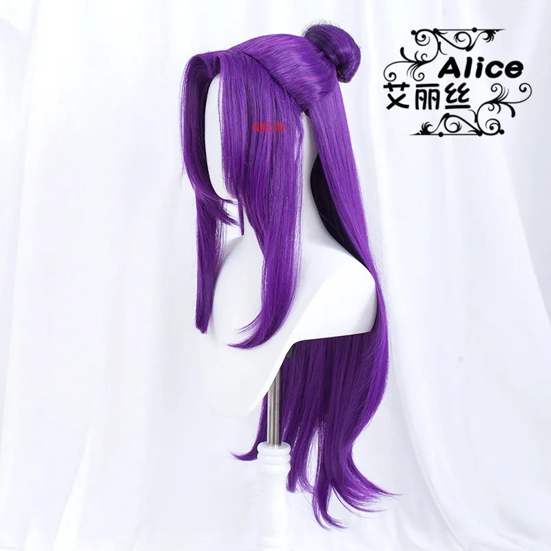 Spirit Blossom Cassiopeia Cosplay LOL Cosplay 80cm Long Purple Wig Cosplay Anime Heat Resistant Synthetic Wigs Halloween