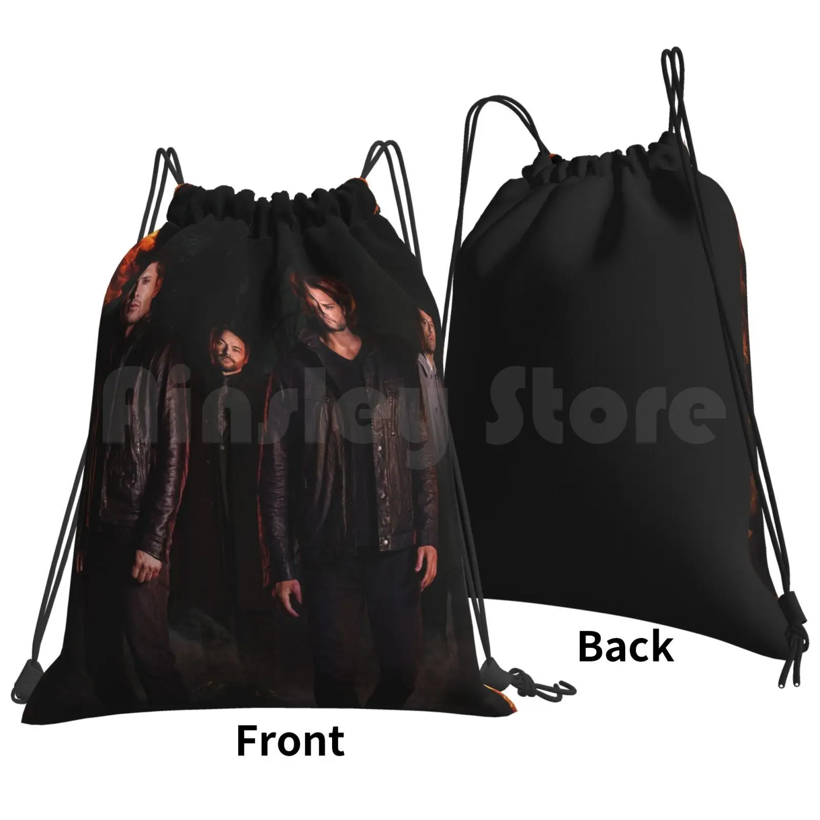 Supernatural Backpack Drawstring Bags Gym Bag Waterproof Supernatural Funny Jensen Jared Misha Spn Cool Fandom Ackles