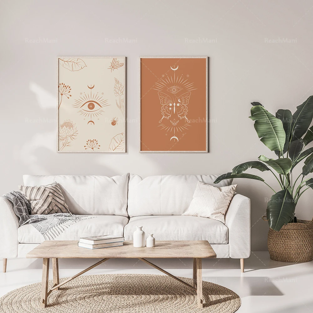 Ensemble de 2 impressions murales Boho| Décor mystique de Boho| Magical Hand Eye Wall Art Imprimer| Boho Gallery Wall| Impressio