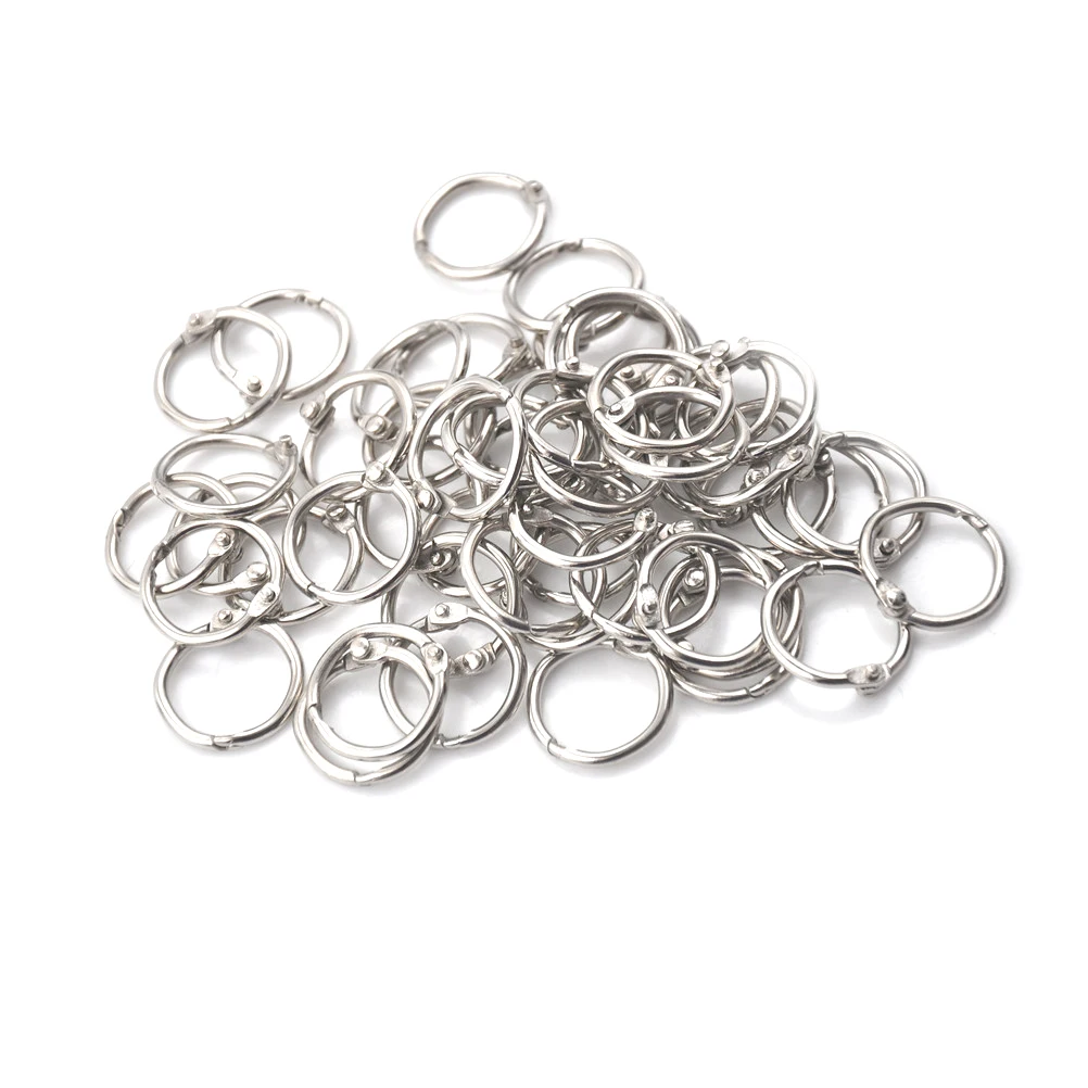 6/50Pcs Metal Ring Binder Staple Book Binder Albums Loose-leaf Book Hoops Loose Leaf Ring Keychain Office Binding Supplies