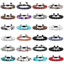Men Energy Beads Bracelet Adjustable Natural Stone Agates Onyx Charm Bracelets Chakra Healing Women Yoga String Bangles Jewelry