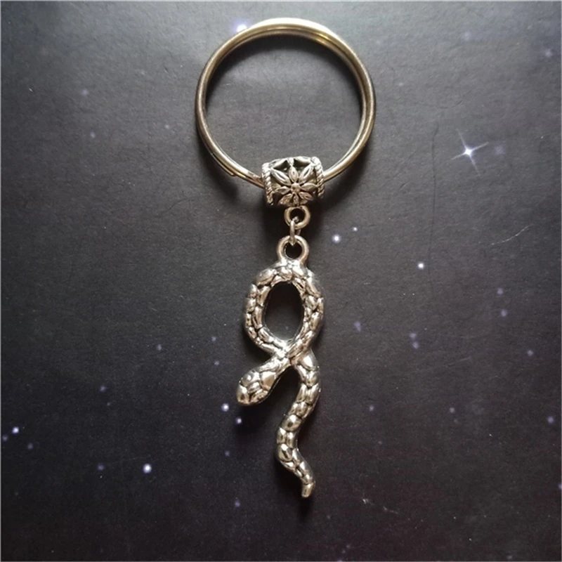 Snake Keychain Snake Keyring, Animal Theory Keychain, Antique Silver Color Snake, Tiny Snake Charm, Scary Gift