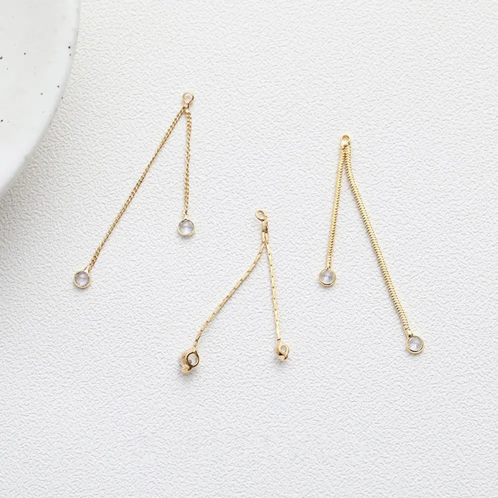 

2PCS Diy Earrings Charms Tassel Chain Pendant with Zircon for Jewelry Making 18K Gold Plated DIY Hand Made Copper Accessories