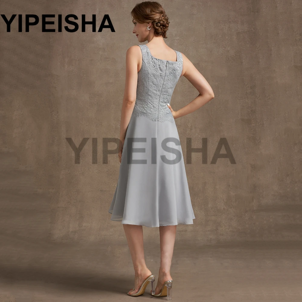 Chiffon A-Line Spitze Appliques Mutter Der Braut Kleid Mit Jacke Tee-Länge Hochzeit Gast Kleid robe de soirée de mariage