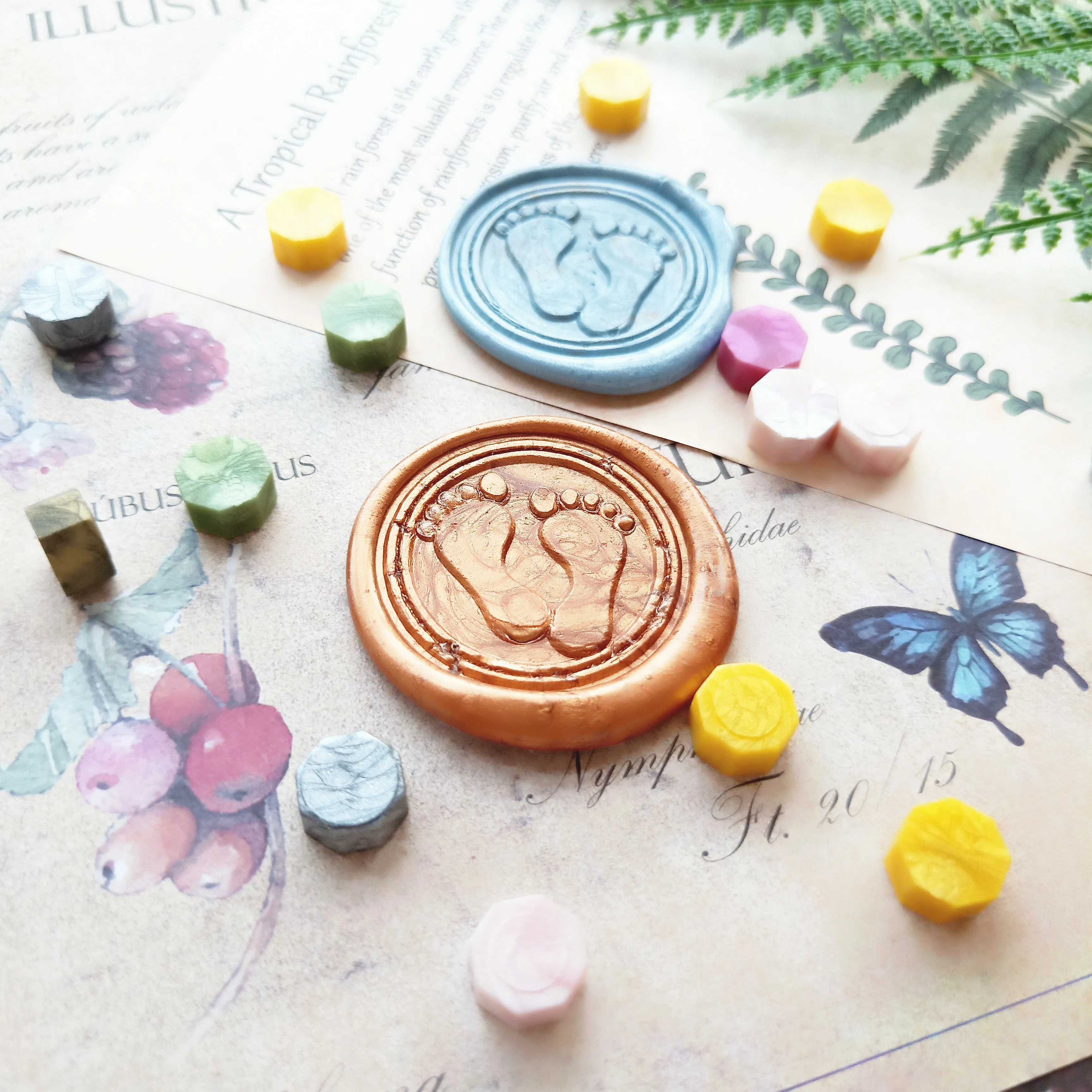 DIY Baby footprints customize Name Box set personalized Letter/Sealing Wax/wedding Wax Seal Stamp Custom invitations envelop