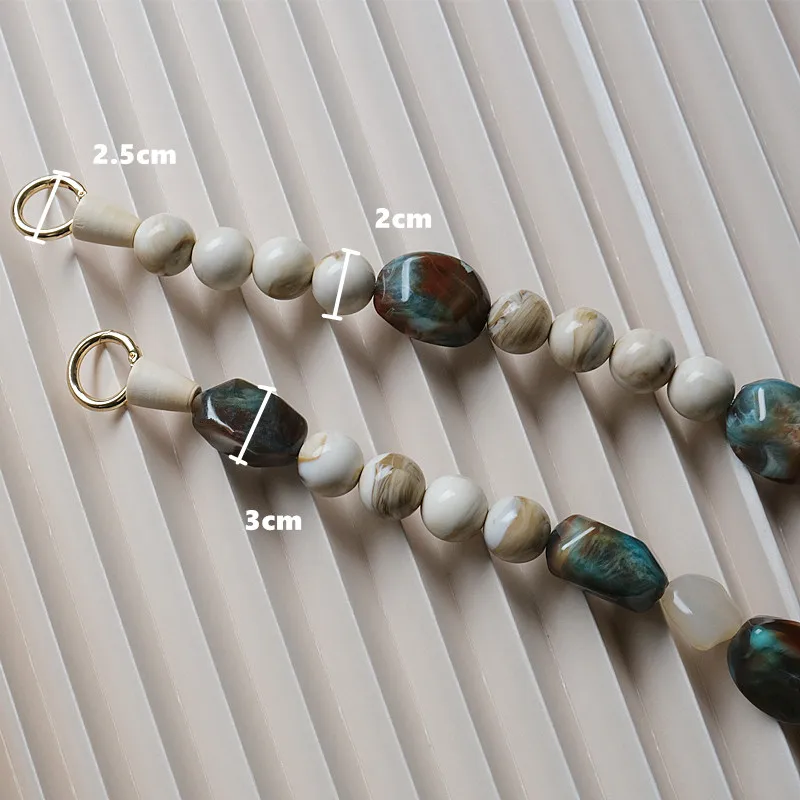 Accesorio para bolso de mujer, pulsera artesanal de lujo con cuentas de resina acrílica, color verde y Beige, cadena de repuesto para bolso