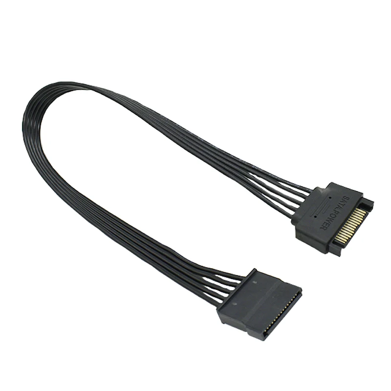 Lingable SATA 15Pin Male to 15P Female Power Extension Cable HDD SSD Power Supply Cable SATA Power Cable 30CM