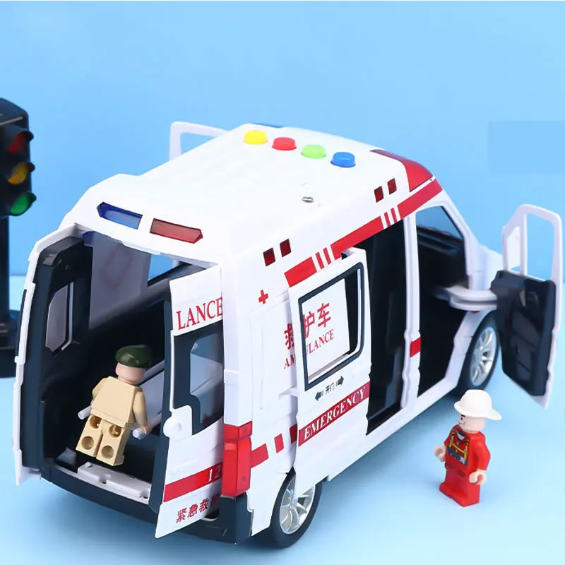 Medium Ambulance Car policecar Music light Car Boy Toy Collection Model Gift For Kids Ambulance Toy Car Rescue Car Model