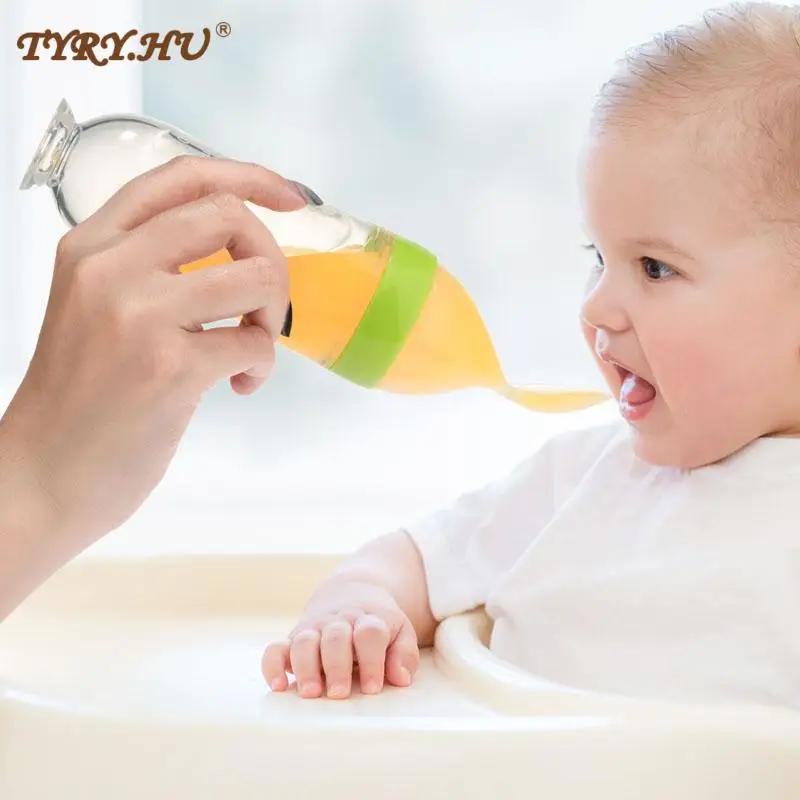 1PC Baby Feeding Bottle Toddler Silicone Squeeze Feeding Spoon Milk Bottle Baby Training Feeder Food Supplement