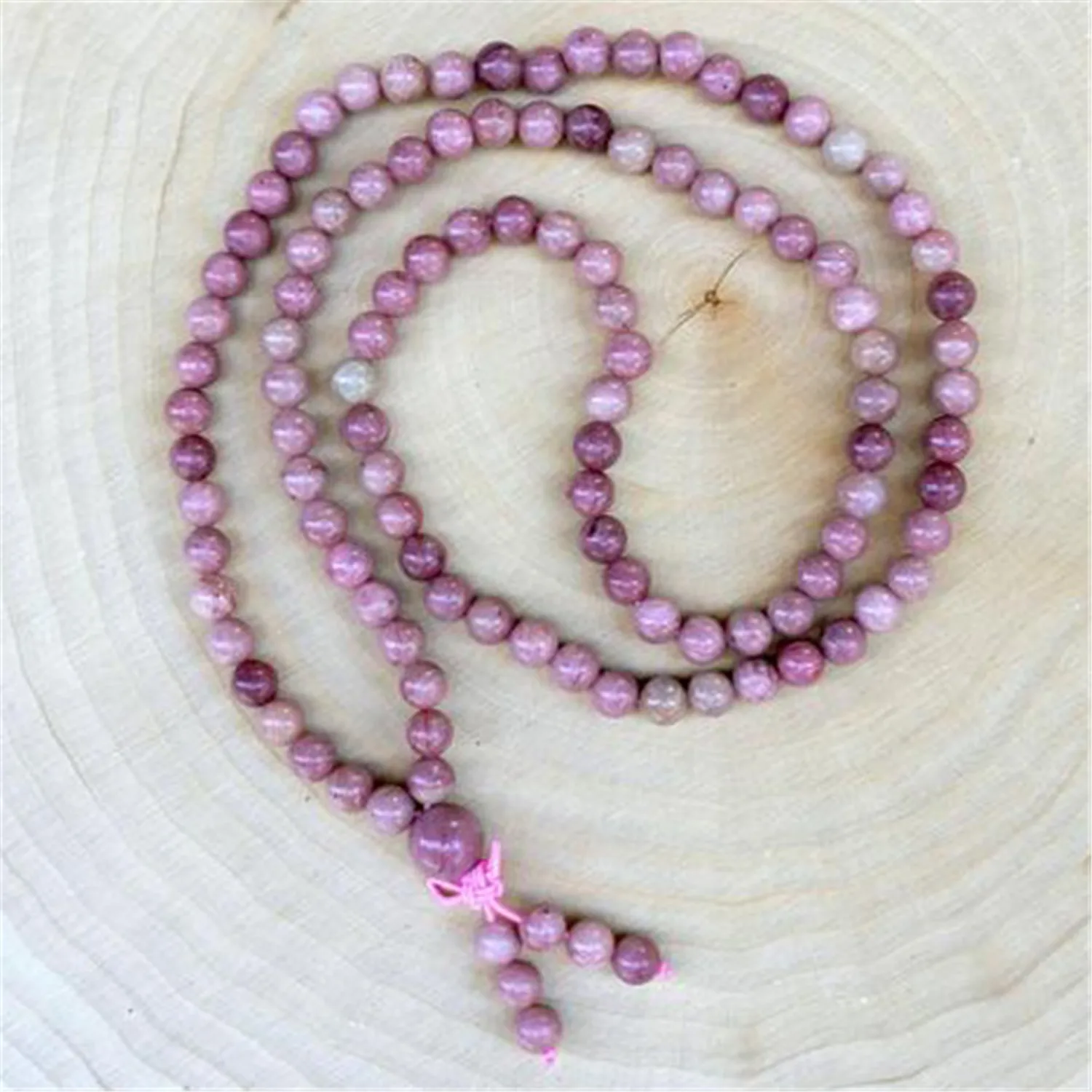 6mm 108 Beads Rhodonite Stone Handmade Tassel Necklace Bracelet Spiritua Tibetan Japa Religious Men