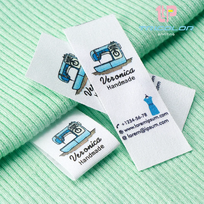 Nowa niestandardowa etykieta odzieżowa 25 * 70 mm - spersonalizowana marka Etykieta z taśmą z bawełny organicznej Logo lub tekst Etykieta do szycia 10-100 szt.