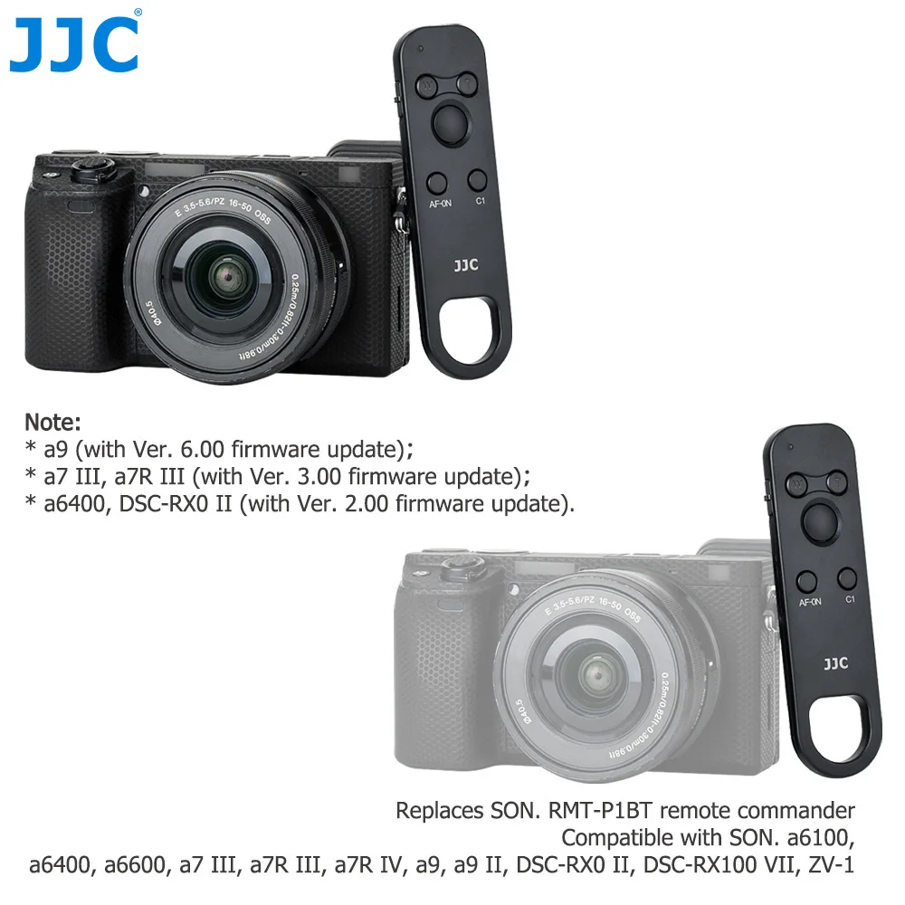 JJC RMT P1BT Remote Control for Sony ZV-E10 A7III A7SIII A7RIII A7RIV A7R4 A6600 A6100 A6400 A9 II ZV-1 RX0II RX100VII DSC-RX0II