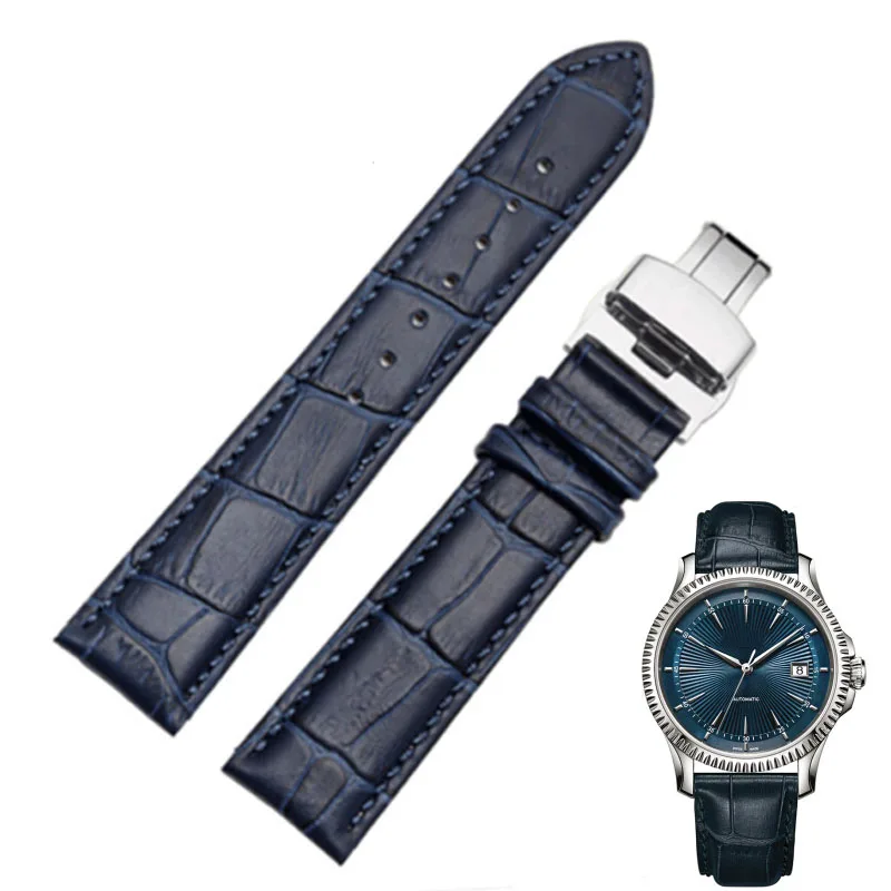 Fashion genuine leather men's watchband crocodile texture strap bracelet Wrist watch band 14mm 16mm 18mm 20mm 22mm dark blue