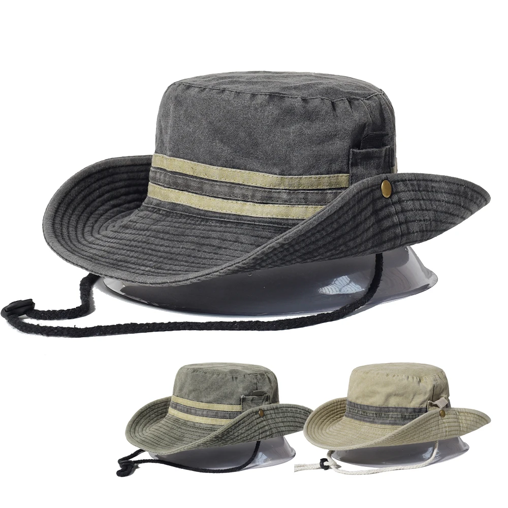 Fishing Hat Men Women Boonie Hat Wide Brim Bucket Hat Outdoor Safari Summer Cap Cotton Bucket Hat Hiking Sun Hats