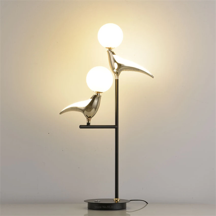 

Modern Gold Bird LED Table Lamps Bedside Reading Desk Lamp Glass Table Light Fixture Bedroom Hotel Home Decoration Desk Lights