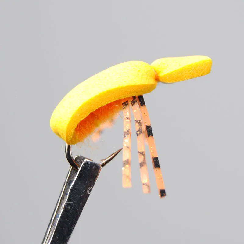 ICERIO 6PCS Orange Foam Beetle Dry Fly Tying Hook Floats Baits Trout Fishing Fly Lure