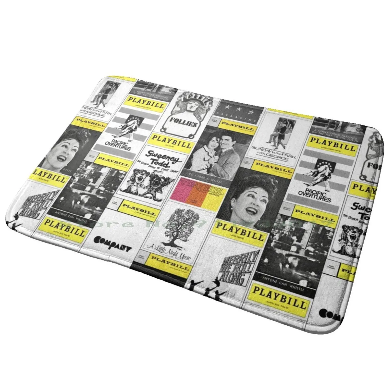 Musical Playbills Entrance Door Mat Bath Mat Rug Stephen Sondheim Theatre Musical Theater Godspell Follies A Funny Thing