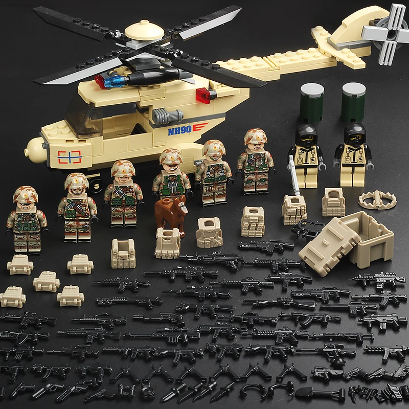 DIY Military Building Block Doll Army Camouflage Special Forces Little Boy Assembly Mini Gun Model Toy Gift