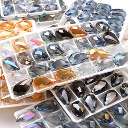 10Pcs/Lot Austrian Crystal Drop Pendant Crafts 10x18/12x22mm Glass Water Drop For DIY Making Earing Jewelry Accessories