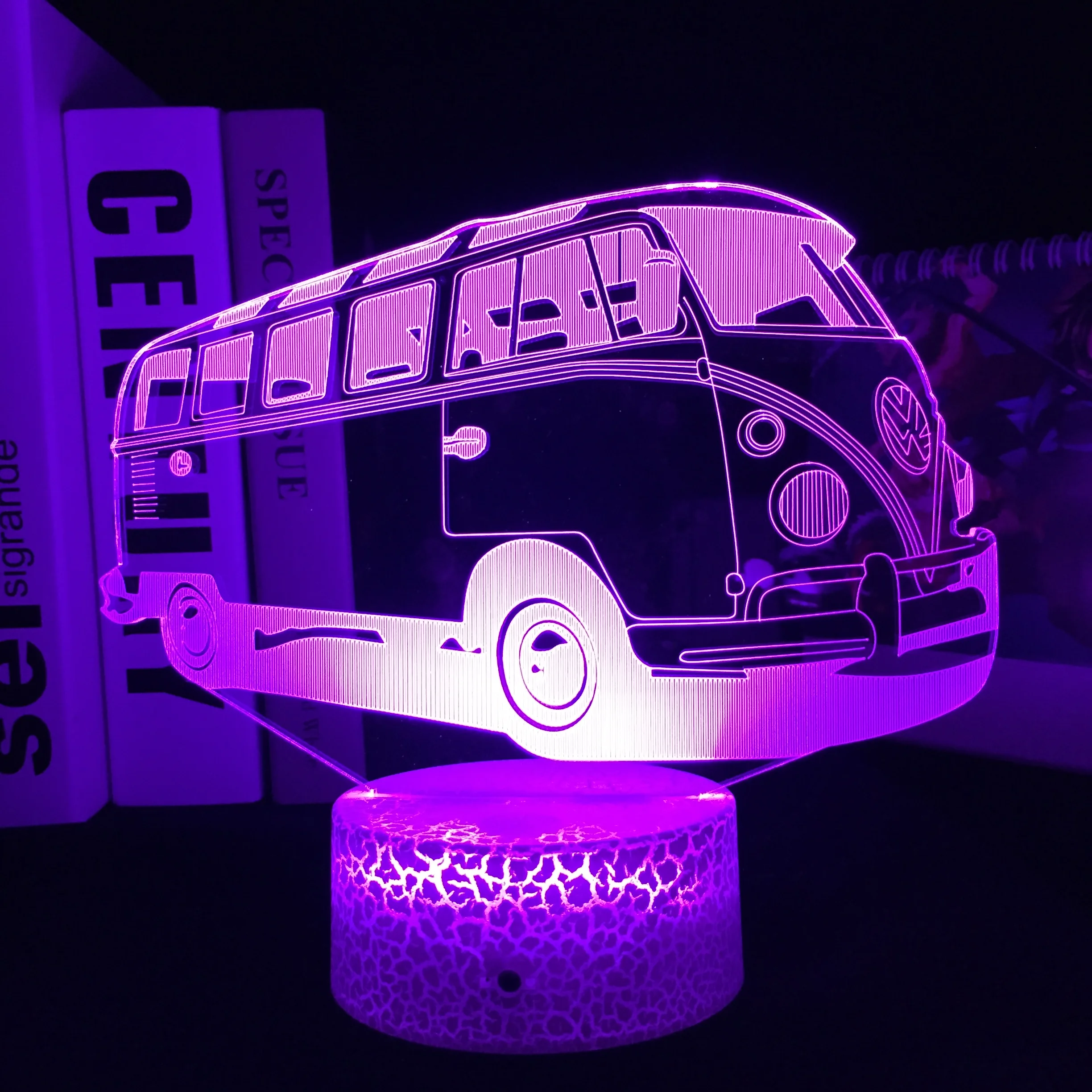 

Bus Lamp 3D School Optical Baby LED Night Light for Children's Room Decor Nightlight RGB Touch Sensor 3D Kids Gift Desk Lamp