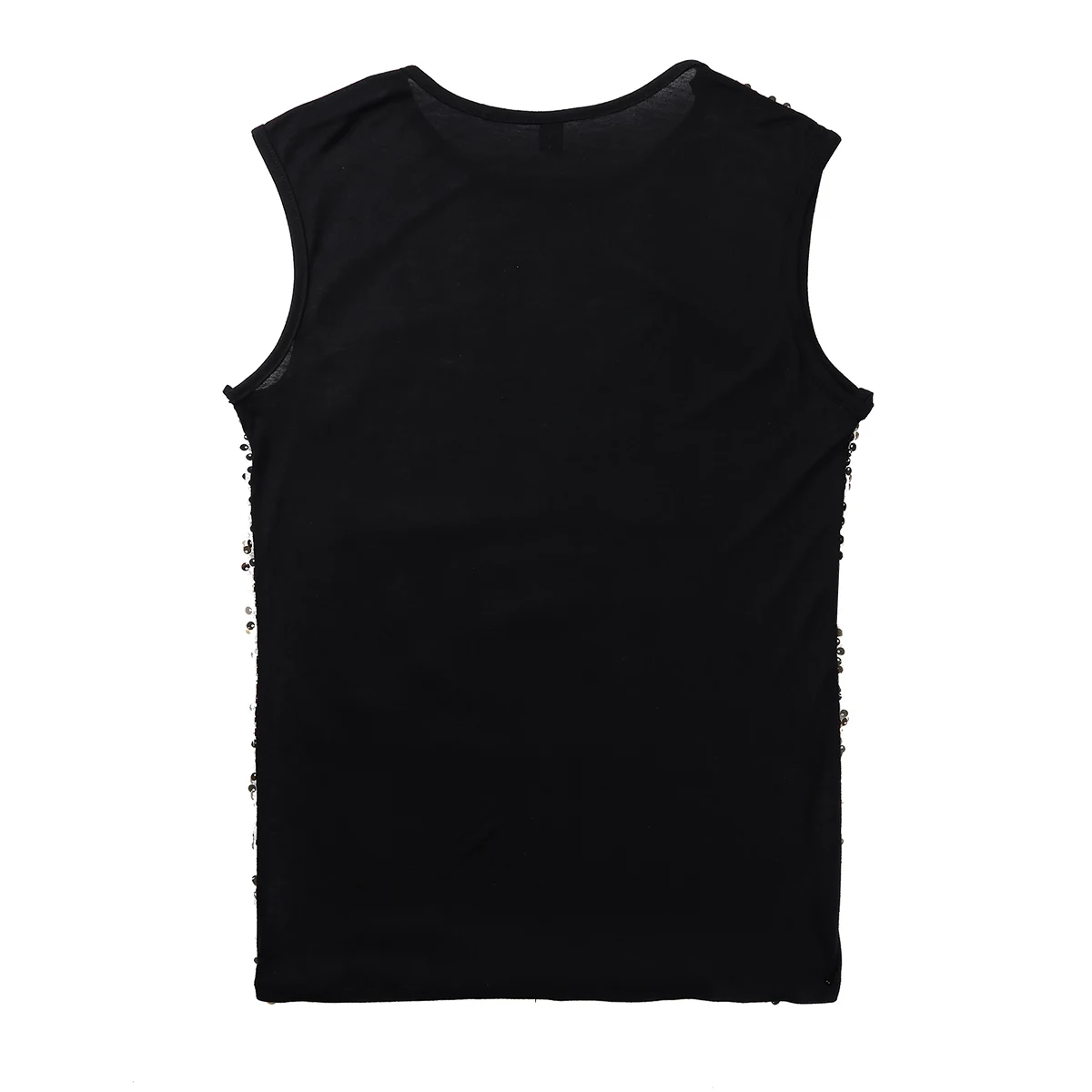 Mens Shiny Sequins Sleeveless Tank Top Slim Fitted Crop Top Vest Tee T-shirts Stage Performance Costume Clubwear