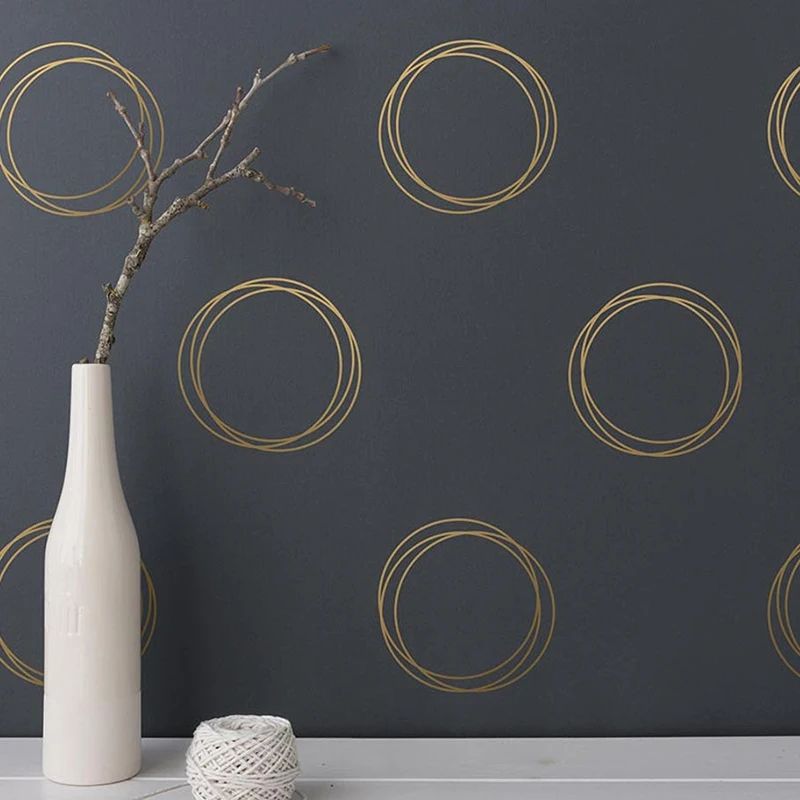 Geometric Ring Circle Wall Sticker Kids Room Bedroom Abstract Unique Gold Circle Wall Decal Playroom Living Room Vinyl Decor